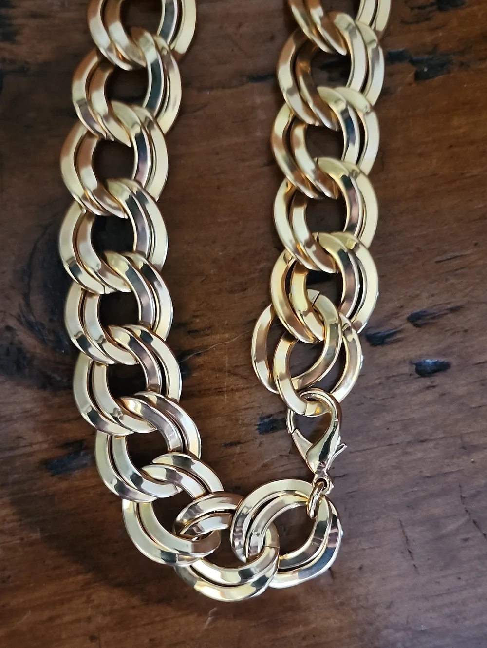 Gold Tone Chunky Link Necklace -18 Inches